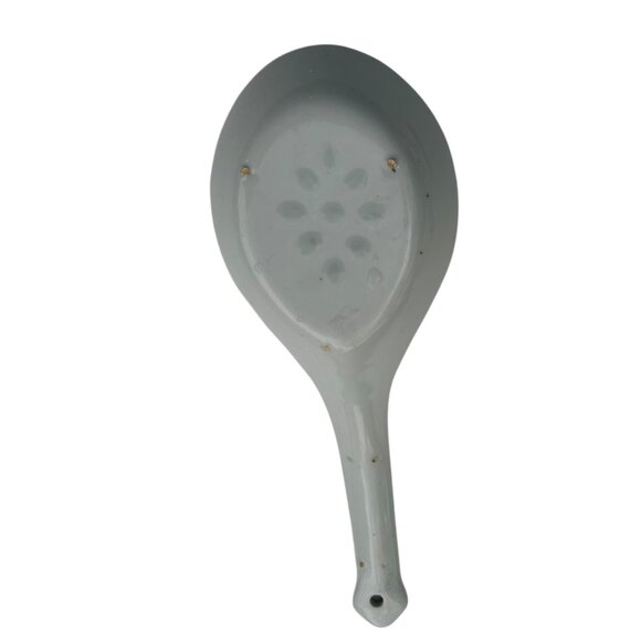 Blue & White Ceramic Slotted Spoon With Decorative Handle 8" China Asian - Picture 2 of 5